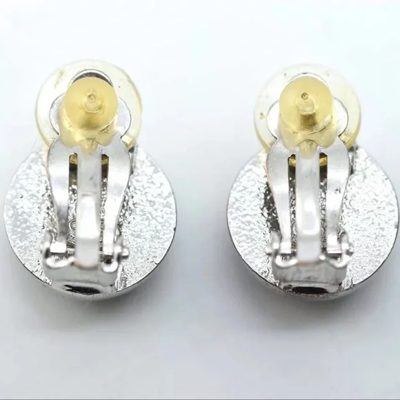 Chanel Silver and Red Gripoix Clip Earrings